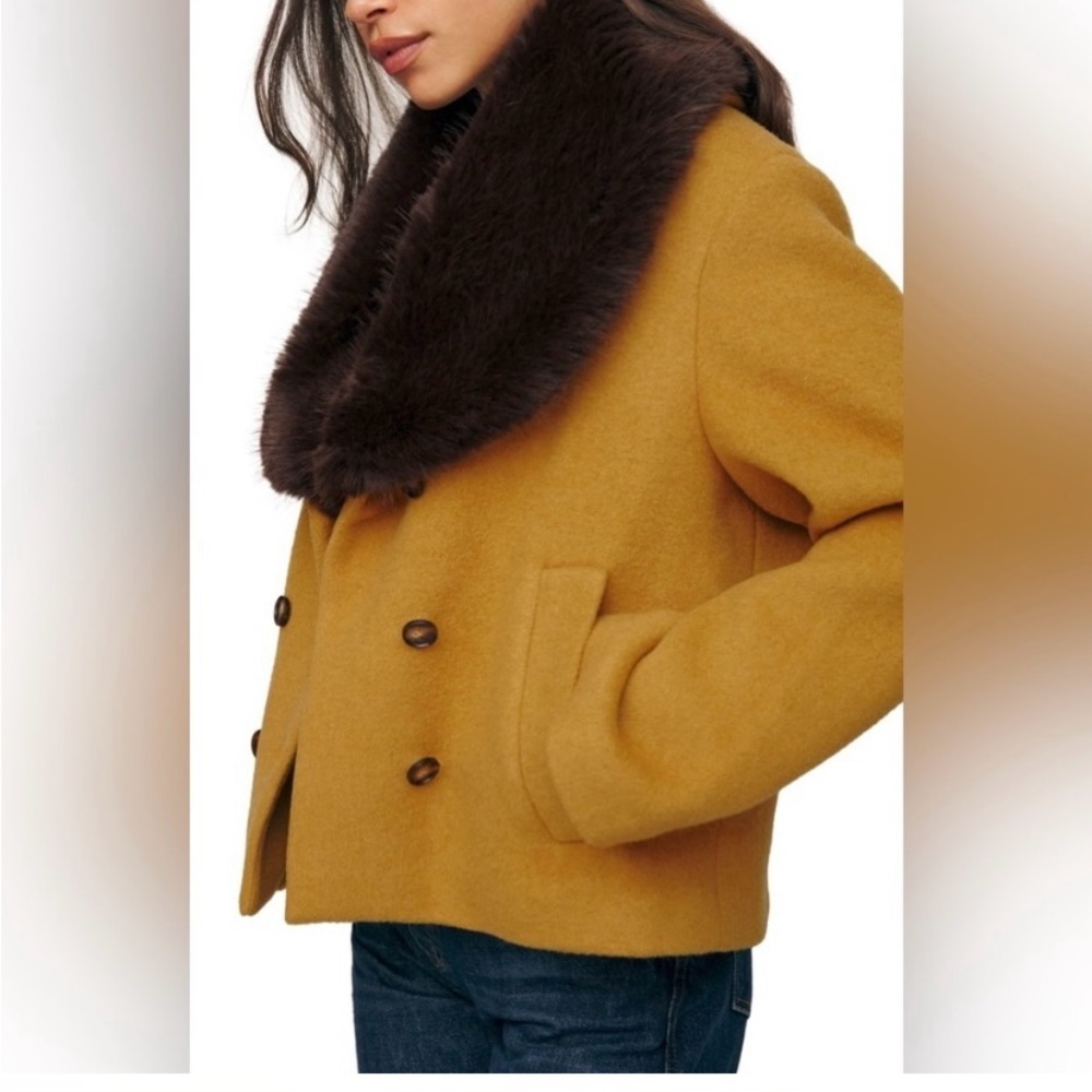 Reformation Women’s Blue Scarlet Double Breasted Recycled Wool Blend Jacket